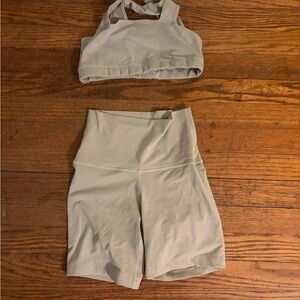 SET Active Light Green Bike Shorts Set
